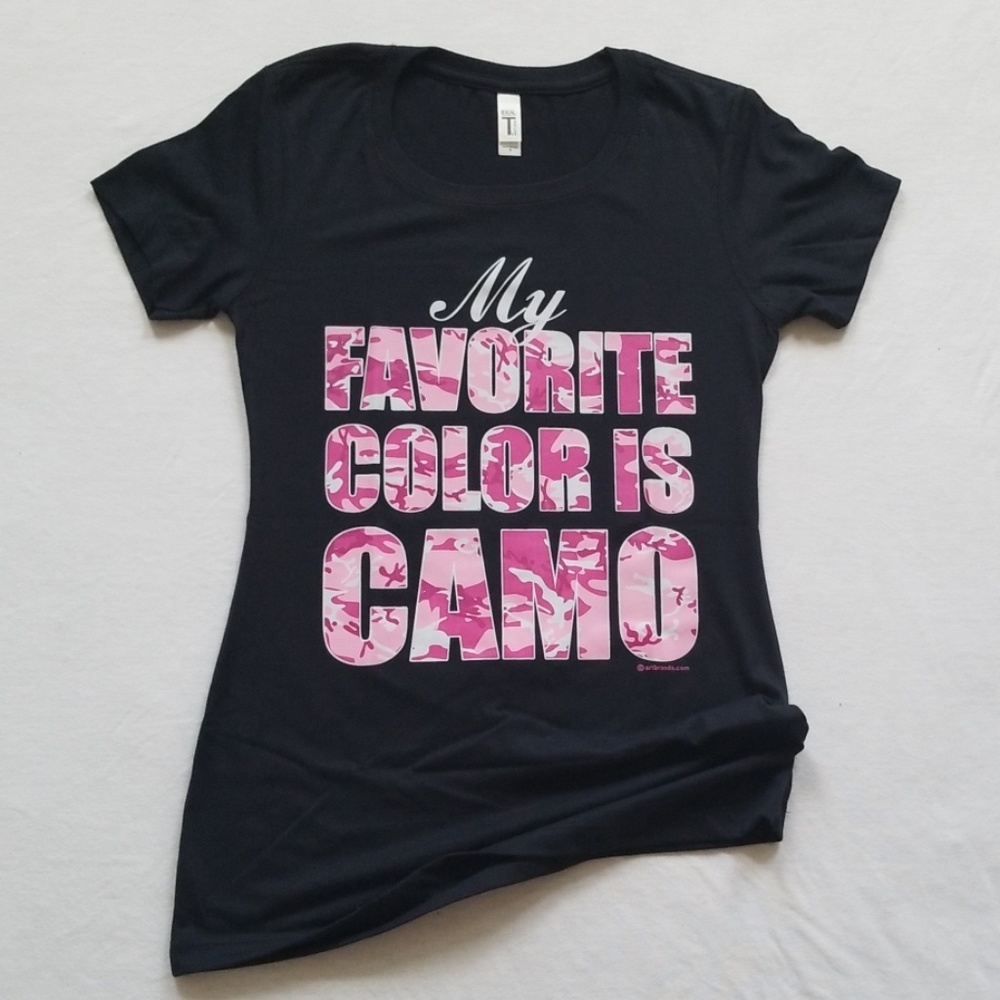 Graphic T-shirt My Favorite Color is Camo Pink Tee